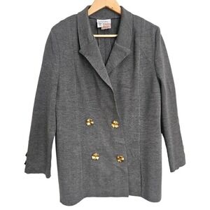 Vintage Gabriella Gray Virgin Wool Knitted Blazer Double Breasted Large